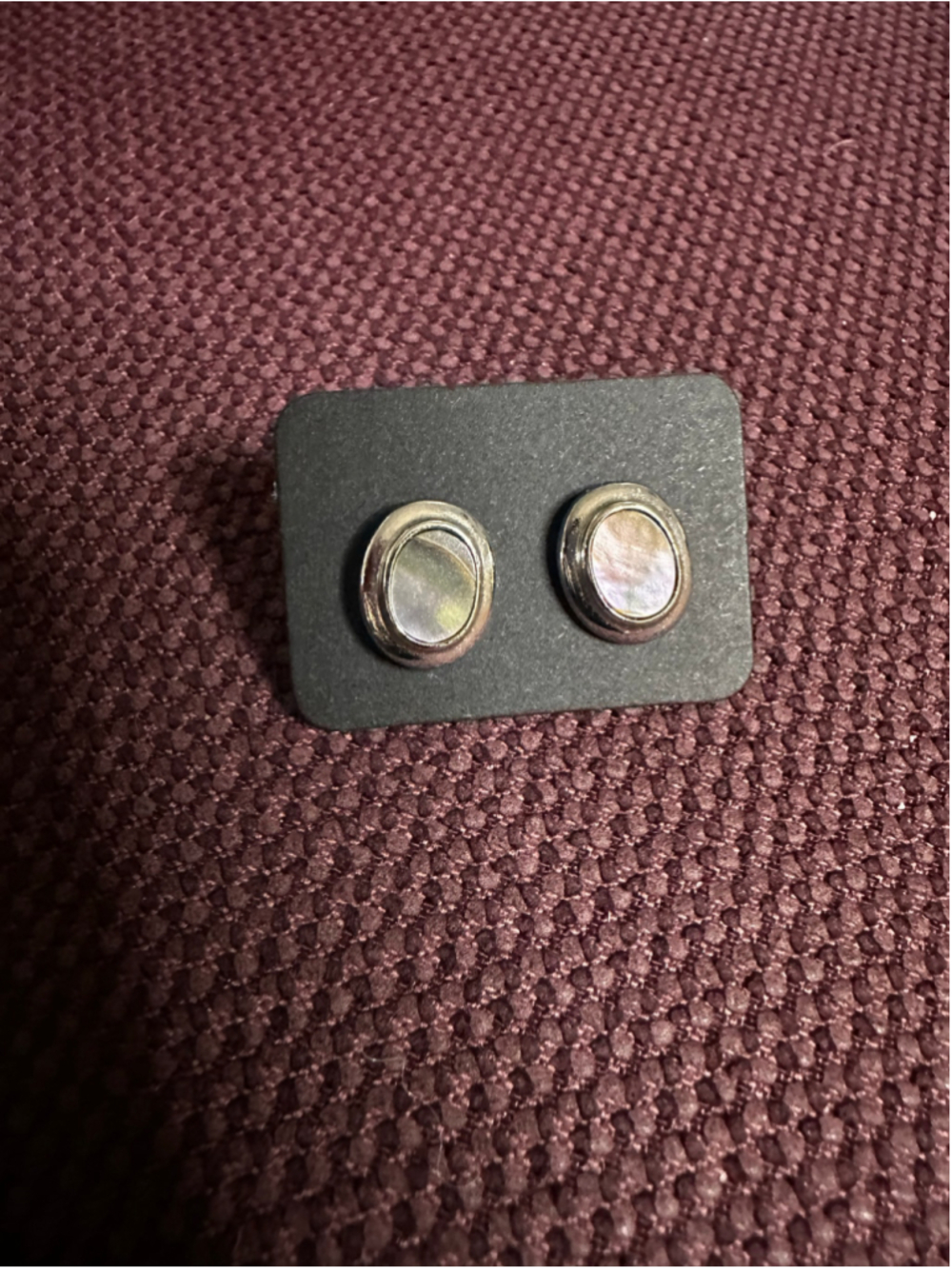Oval Mother of Pearl & Silver Stud Earrings